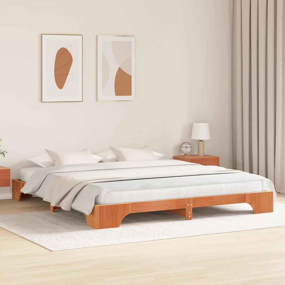 Lovos rėmas Vaško ruda 180 x 200 cm Kietos pušies mediena