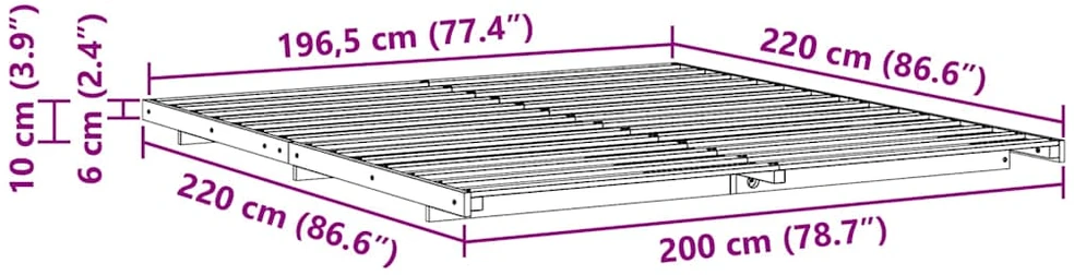 Lova Lovos rėmas Vaško ruda 200 x 220 cm Kietos pušies mediena