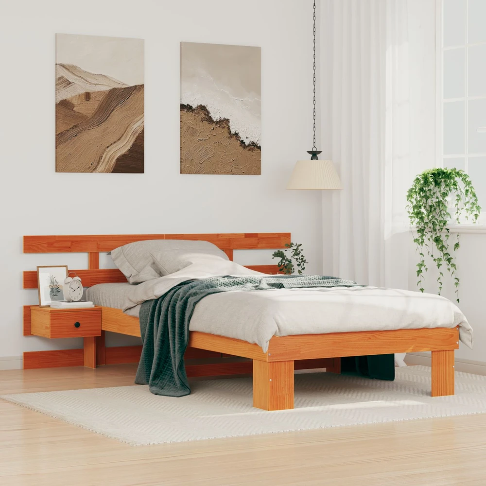Lova Lovos rėmas Vaško ruda 80 x 200 cm Kietos pušies mediena