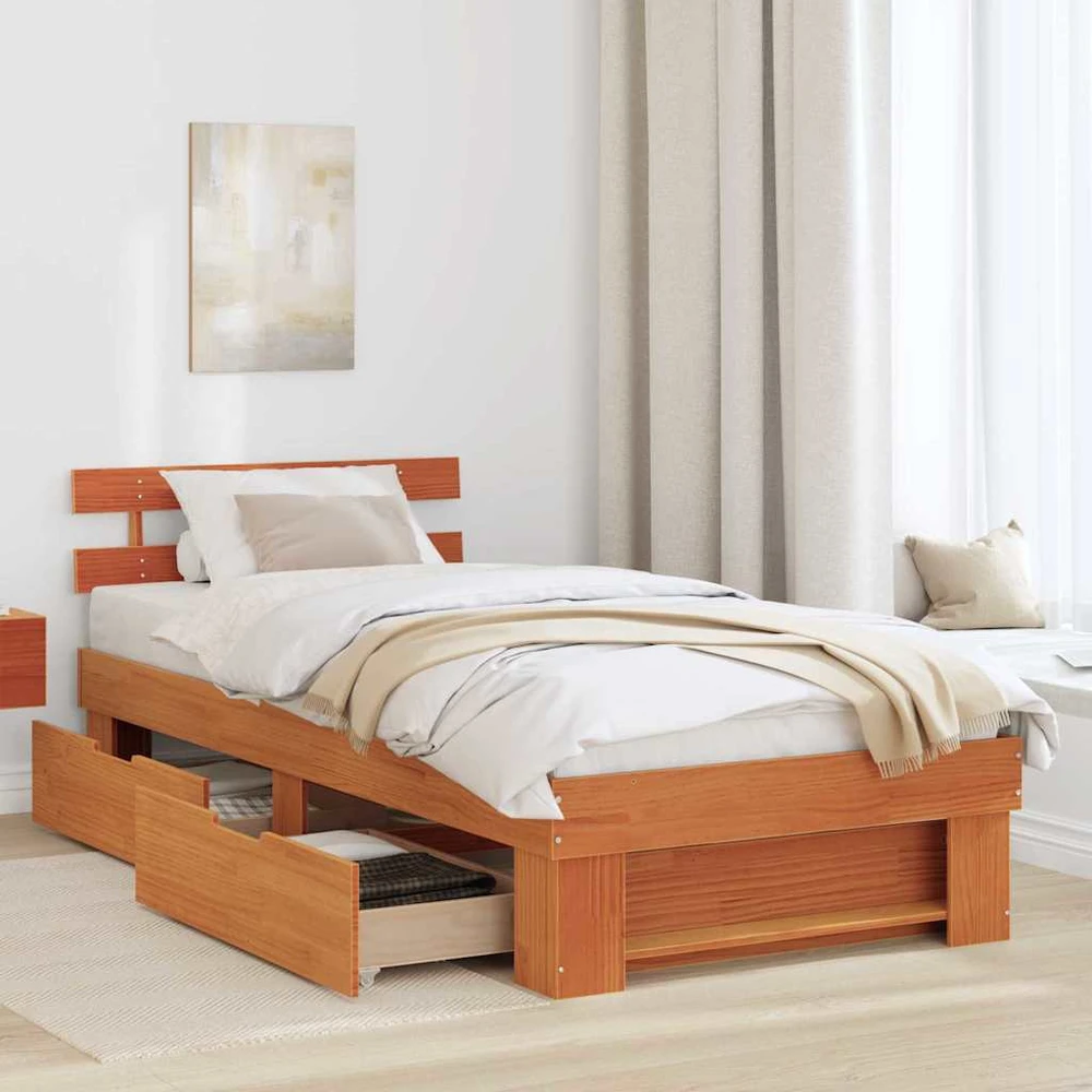 Lova Lovos rėmas Vaško ruda 90 x 200 cm Kietos pušies mediena