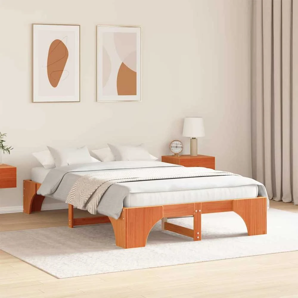 Lova Lovos rėmas Vaško ruda 135 x 190 cm Kietos pušies mediena