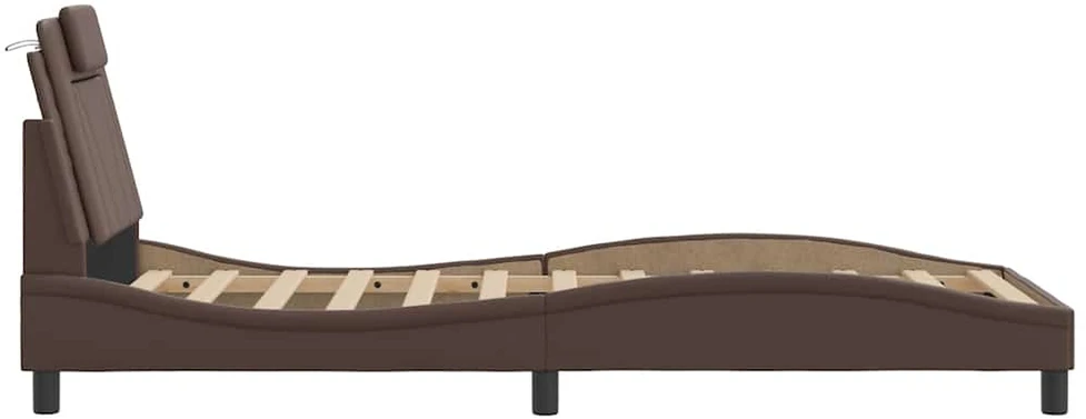 Lovos rėmas su galvūgaliu, rudas, 80x200cm, dirbtinė oda