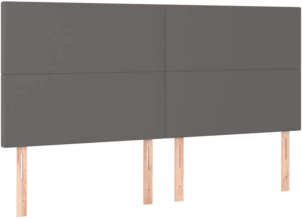 Lovos rėmassu galvūgaliu, pilkos, 200x200 cm, dirbtinė oda
