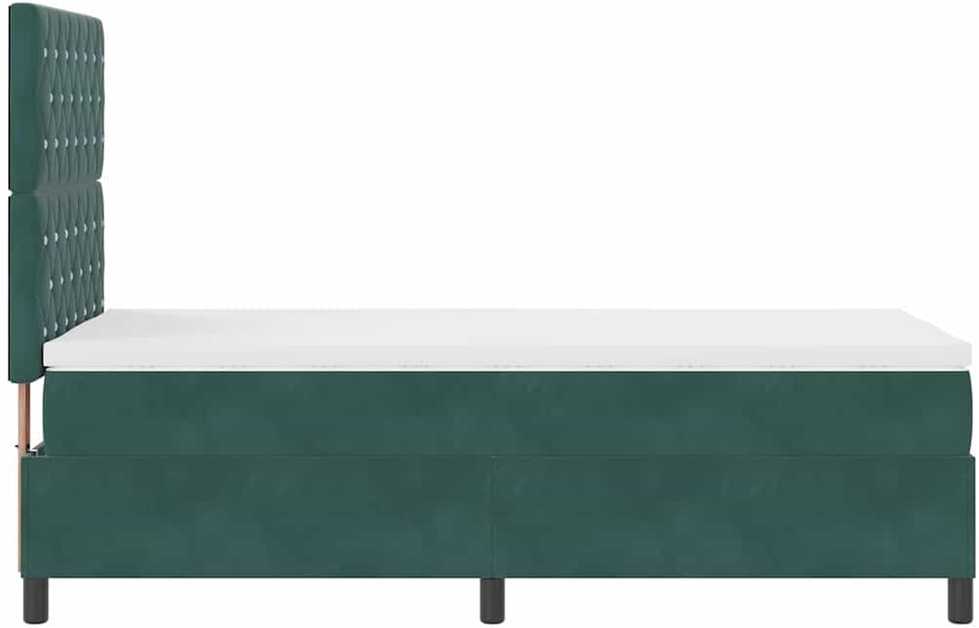 LED Čiužinio Lova su čiužiniu Tamsiai žalia 90 x 190 cm Aksomas