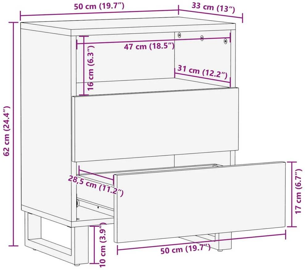 Lovos spintelė Ruda 50 x 33 x 62 cm Kietas mango medis