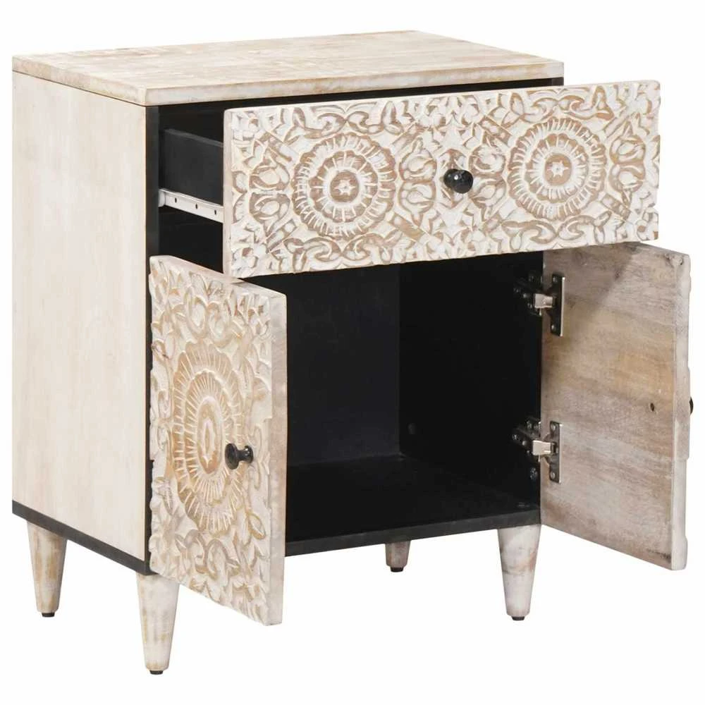 Lovos spintelė Balta 50 x 33 x 60 cm Kietas mango medis