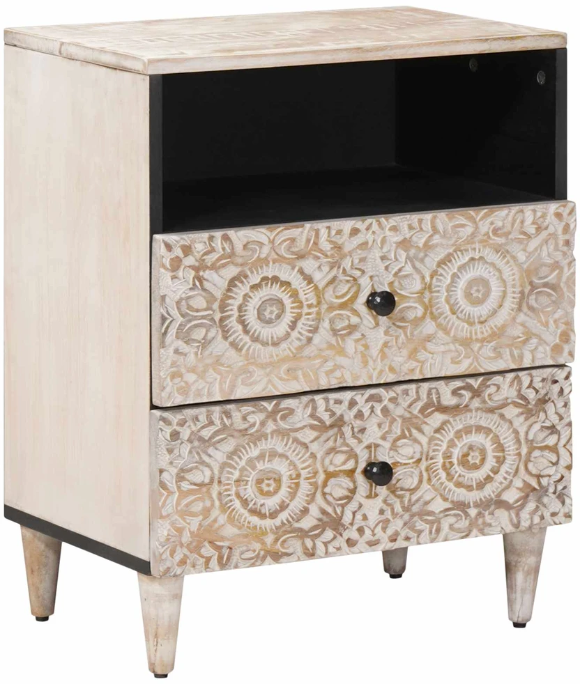 Lovos spintelė Balta 50 x 33 x 60 cm Kietas mango medis