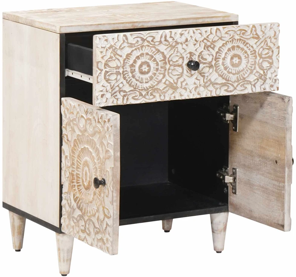 Lovos spintelė Balta 50 x 33 x 60 cm Kietas mango medis