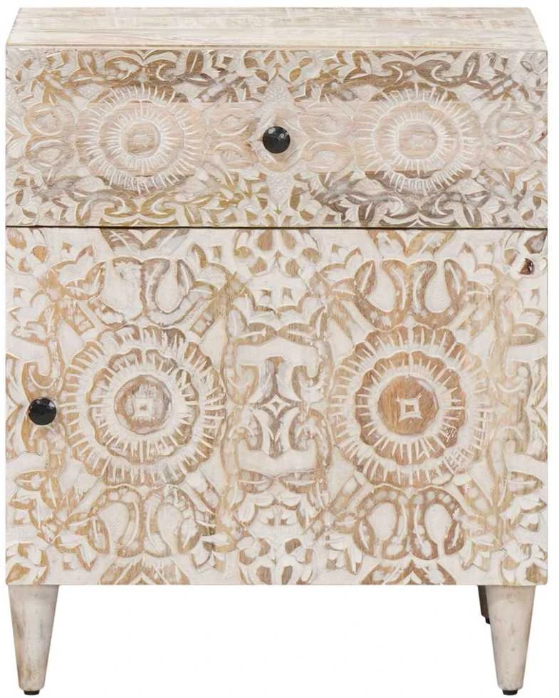 Lovos spintelė Balta 50 x 33 x 60 cm Kietas mango medis