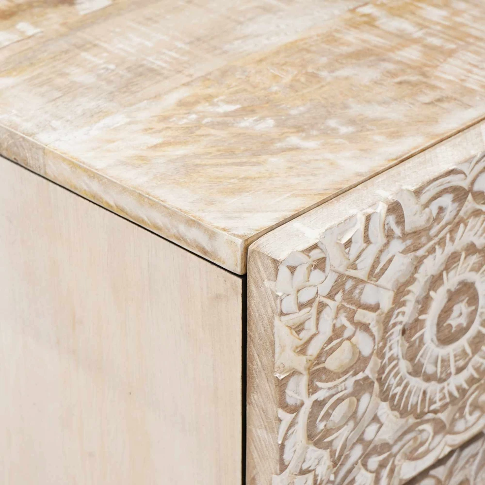 Lovos spintelė Balta 50 x 33 x 60 cm Kietas mango medis
