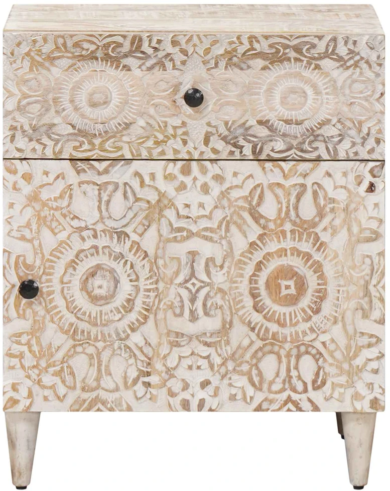 Lovos spintelė Balta 50 x 33 x 60 cm Kietas mango medis