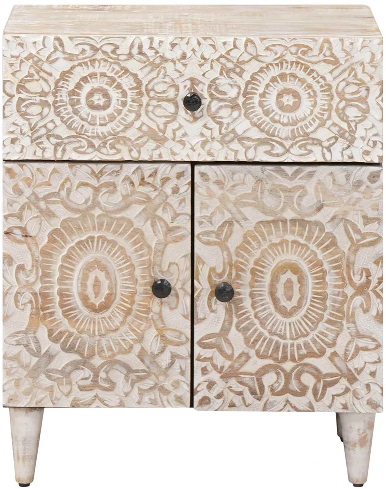 Lovos spintelė Balta 50 x 33 x 60 cm Kietas mango medis