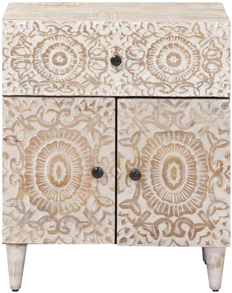 Lovos spintelė Balta 50 x 33 x 60 cm Kietas mango medis