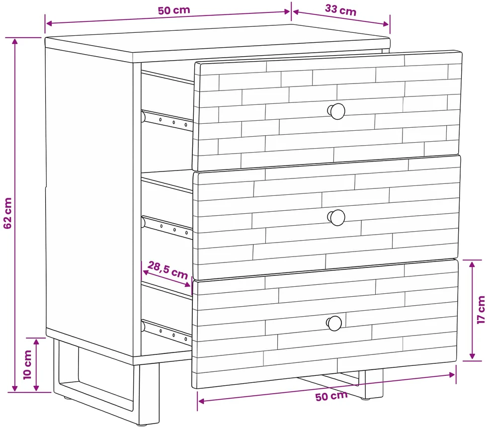 Lovos spintelė Ruda 50 x 33 x 62 cm Kietas mango medis