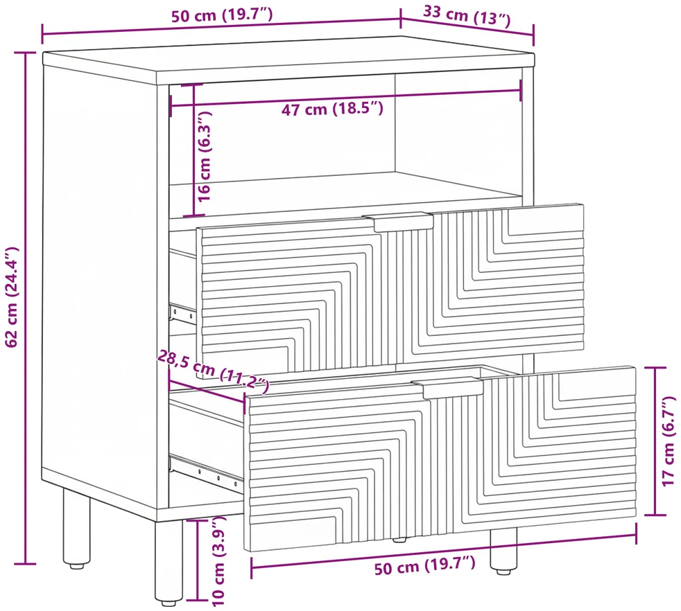 Lovos spintelė Ruda 50 x 33 x 62 cm Kietos akacijos mediena