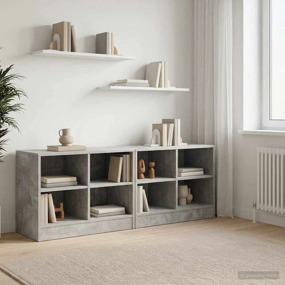 Lovos spintelė su lentyna 2 vnt. Betono pilka 66 x 33 x 48 cm