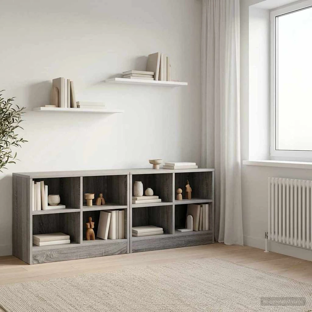 Lovos spintelė su lentyna 2 vnt. Pilka Sonoma 66 x 33 x 48 cm