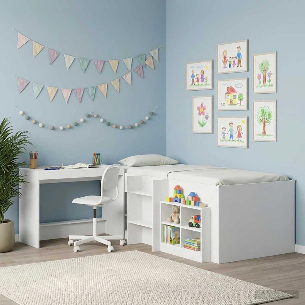 Lova Lovos stalas Balta Apdirbta mediena 100 x 45 x 75 cm