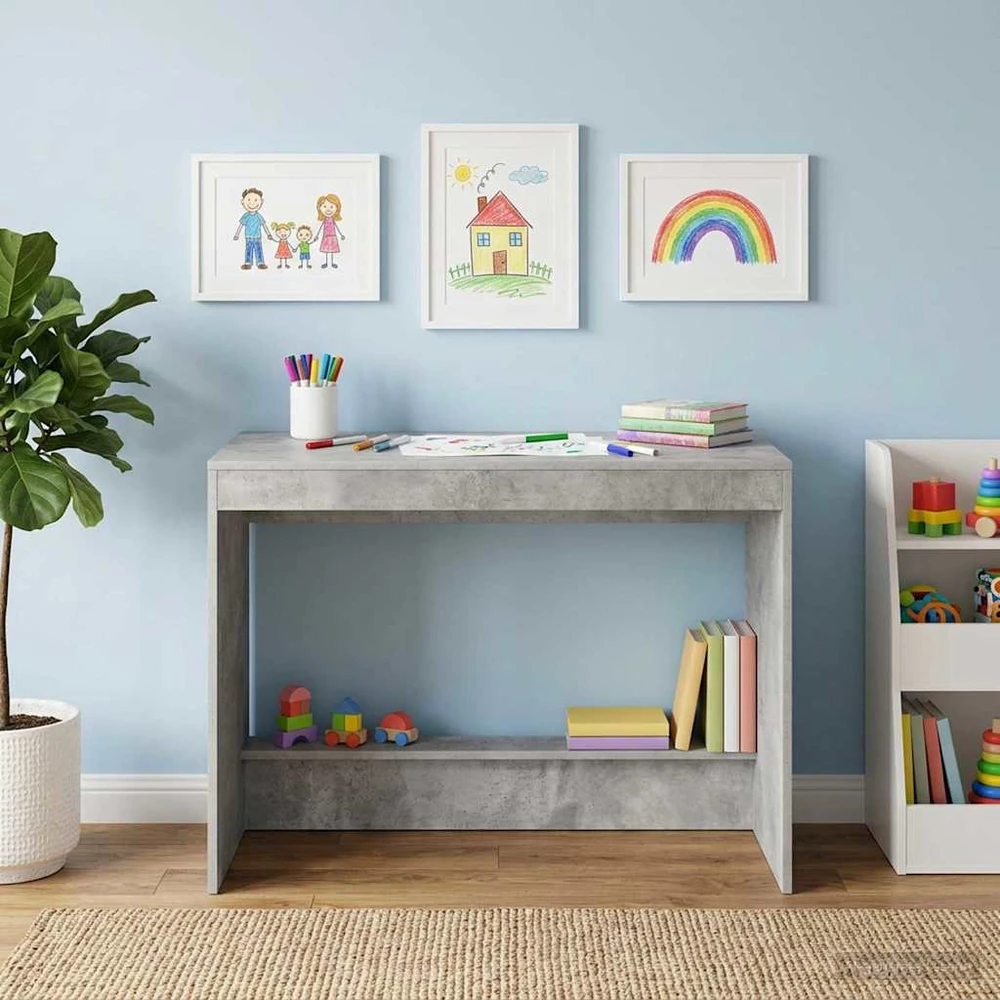 Lova Lovos stalas Betono pilka Apdirbta mediena 100 x 45 x 75 cm