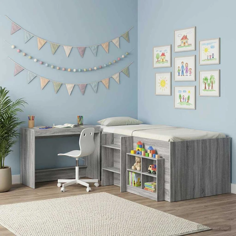 Lova Lovos stalas Pilka Sonoma Apdirbta mediena 100 x 45 x 75 cm
