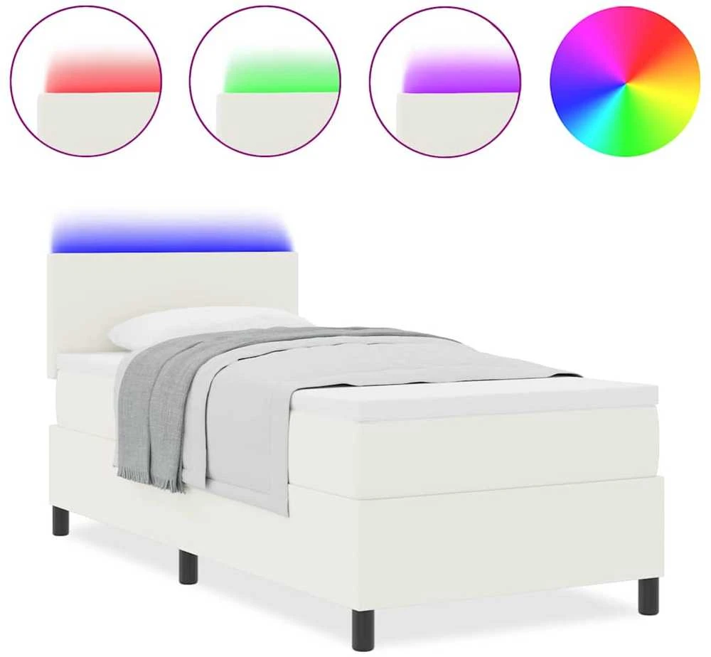 LED Čiužinio Lova su galvūgalio Kremas ir balta 100 x 200 cm