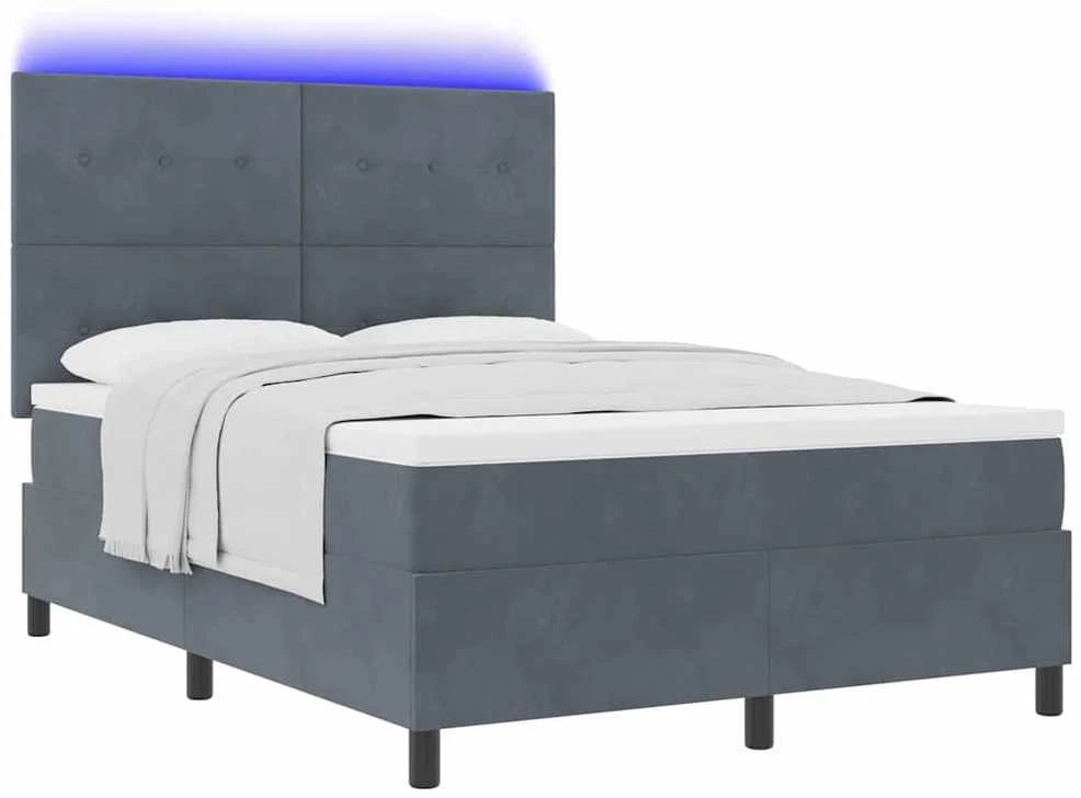 LED Čiužinio Lova Tamsiai pilka 140 x 200 cm Aksomas