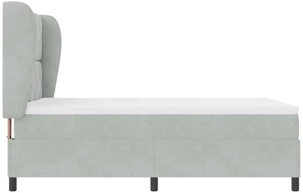 Kiemas lova su galvūgalio Šviesiai pilka 200 x 160 cm Aksomas