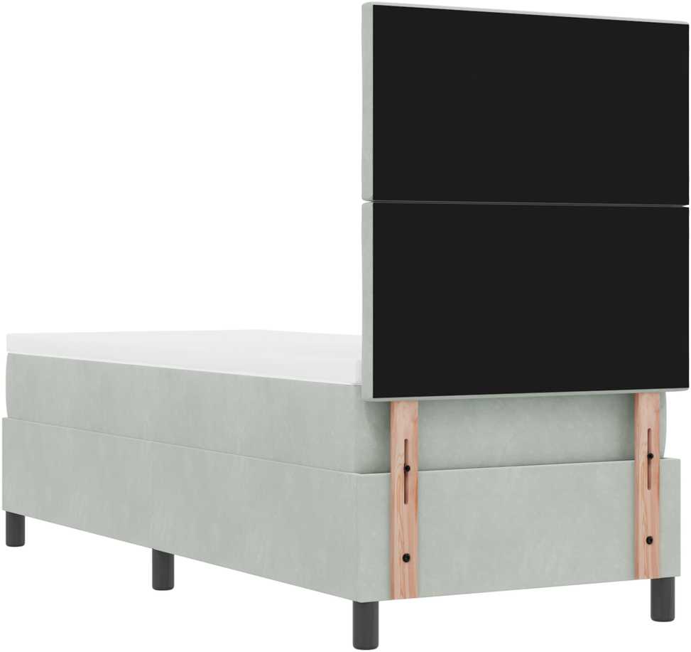 Kiemas lova su galvūgalio Šviesiai pilka 80 x 200 cm Aksomas