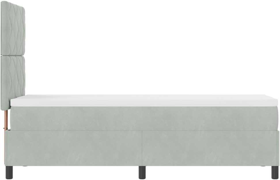 Kiemas lova su galvūgalio Šviesiai pilka 80 x 200 cm Aksomas
