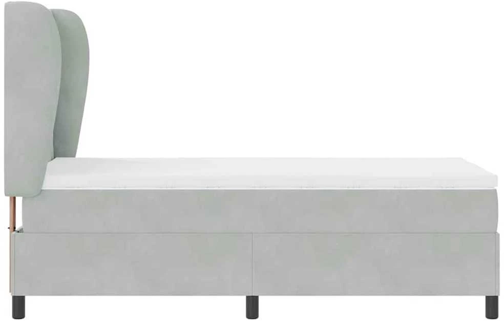Kiemas lova su galvūgalio Šviesiai pilka 200 x 90 cm Aksomas