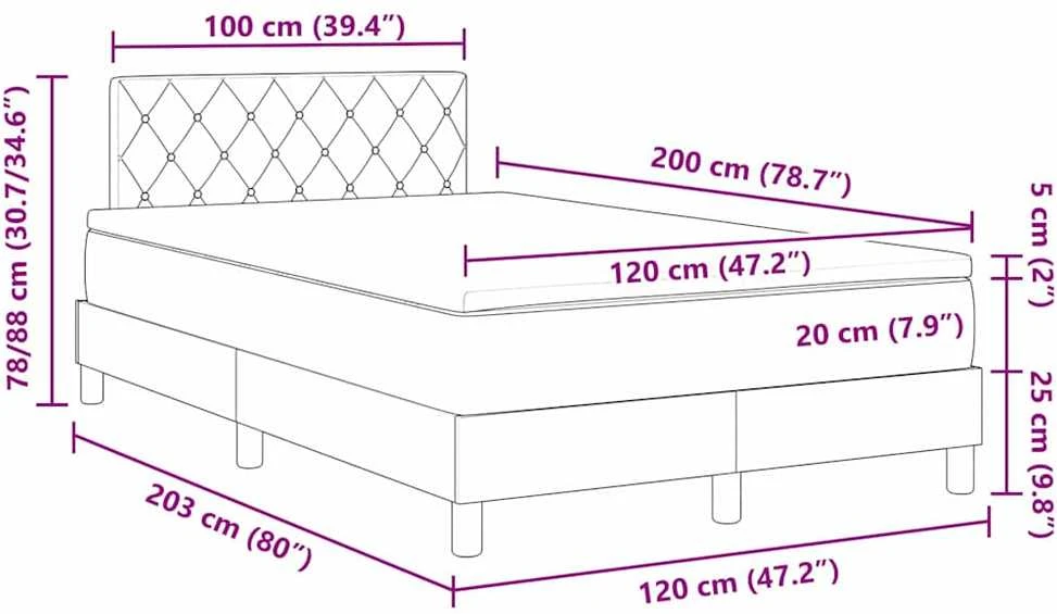 LED Čiužinio Lova Tamsiai pilka 120 x 200 cm Aksomas