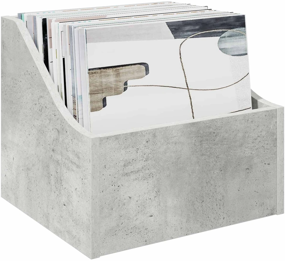 LP įrašų dėžutė 2 vnt. Betono pilka 37 x 33 x 32 cm