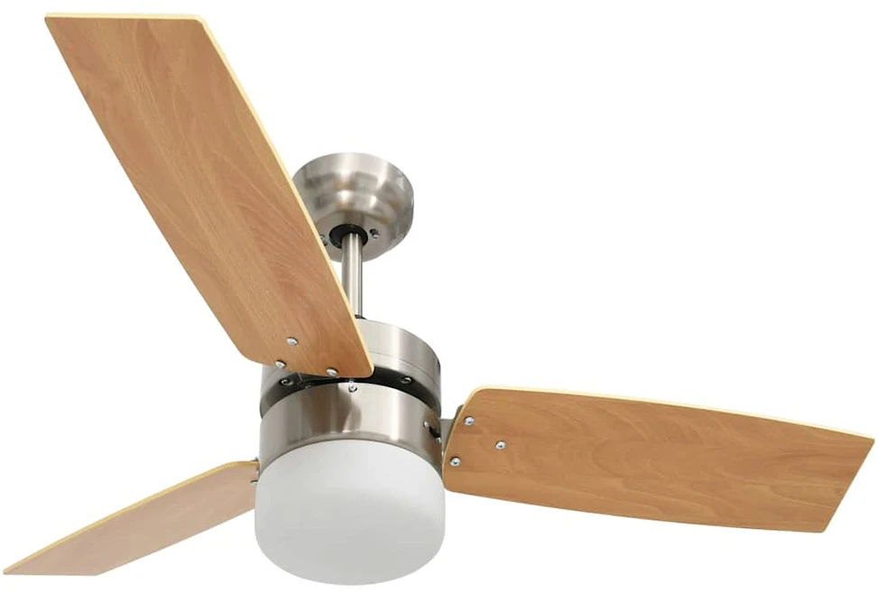 Lubinis ventiliatorius su apšvietimu ir pulteliu, rudas, 108cm