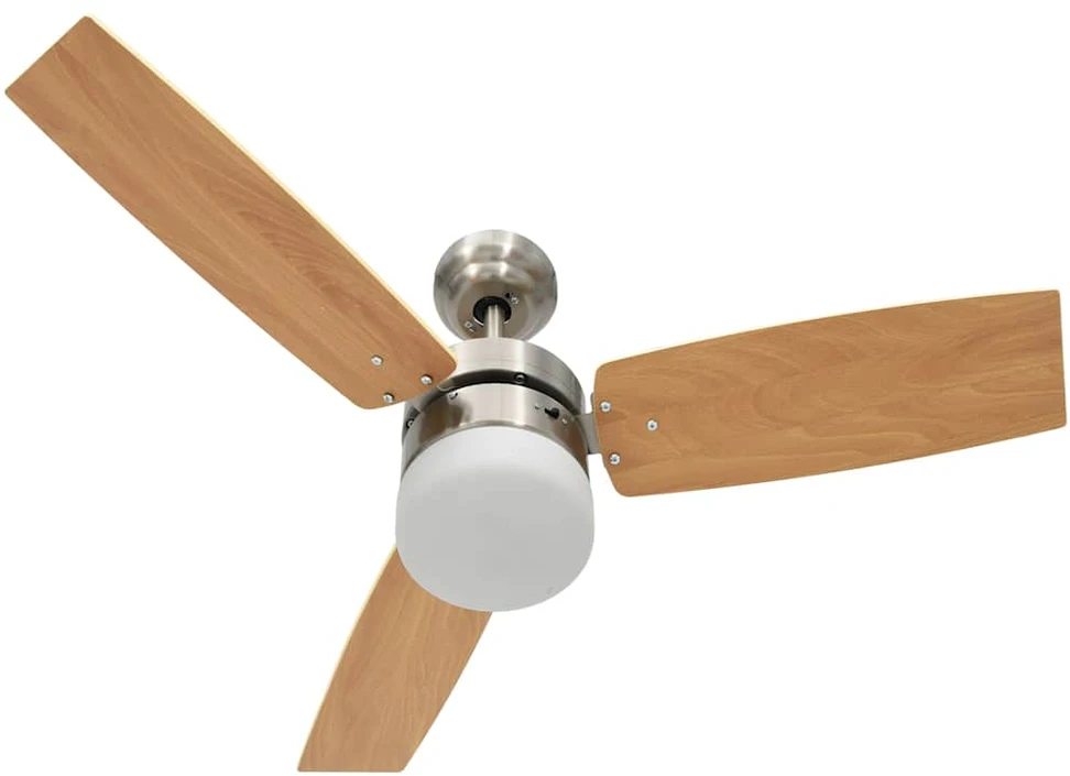 Lubinis ventiliatorius su apšvietimu ir pulteliu, rudas, 108cm