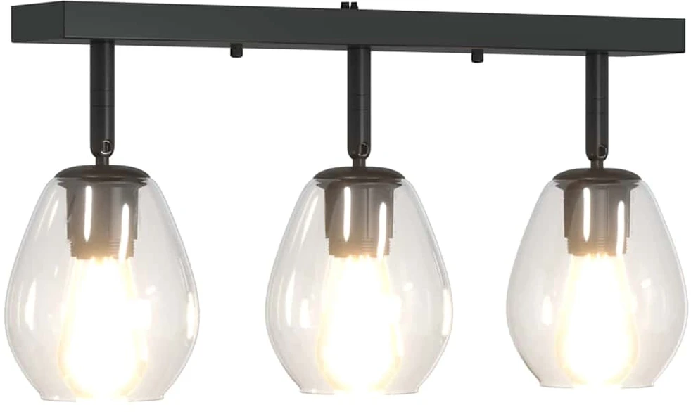 Pakabinamas šviestuvas Lubų prožektorius Juoda 54 x 13 x 26 cm Stiklas ir metalas