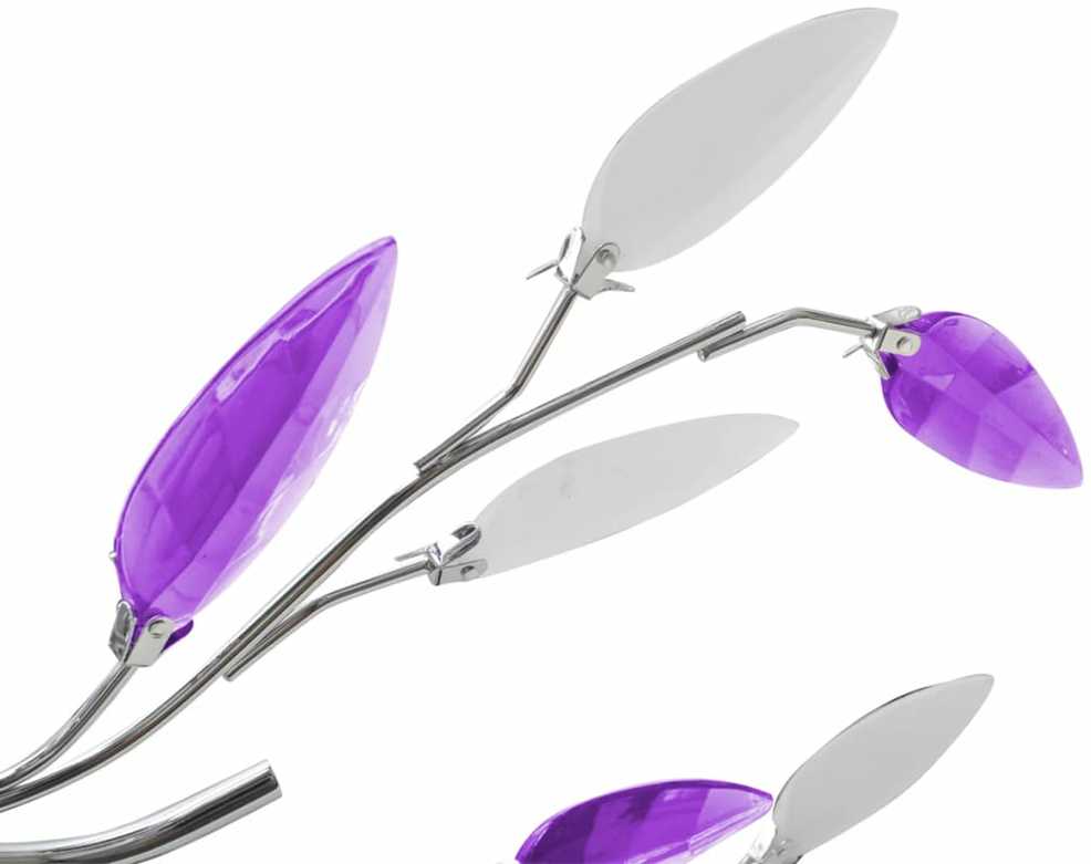 Lubinis šviestuvas Lubų Šviestuvas su Baltais ir Violetiniais Lapeliais, 5 E14 lemputės