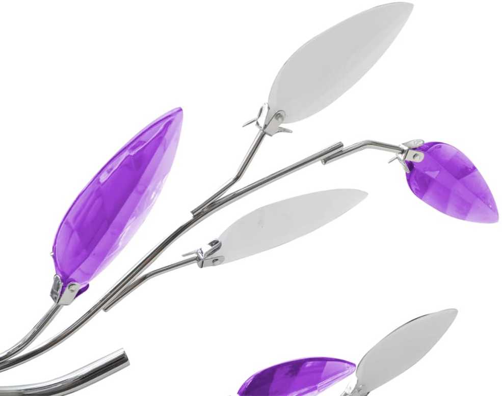 Lubinis šviestuvas Lubų Šviestuvas su Baltais ir Violetiniais Lapeliais, 5 E14 lemputės