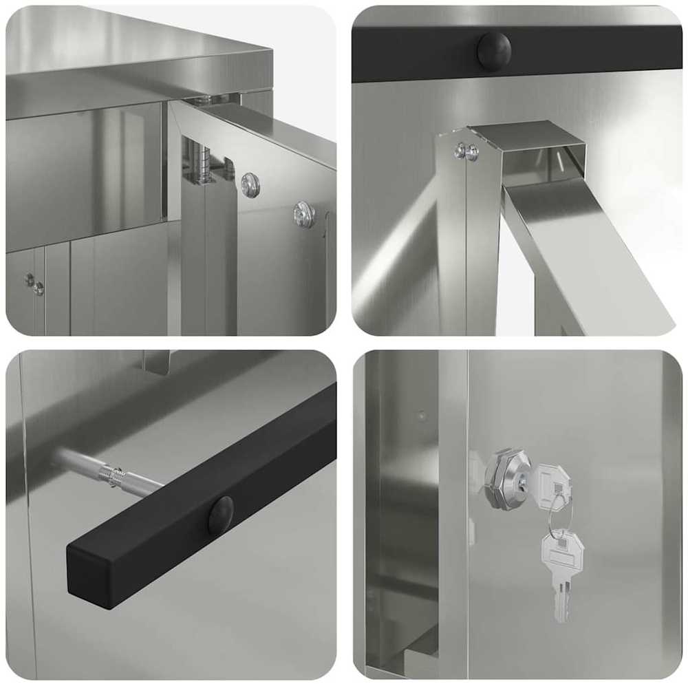 mailbox su saugykla Juoda 30 x 20 x 55 cm Cinkuota plienas