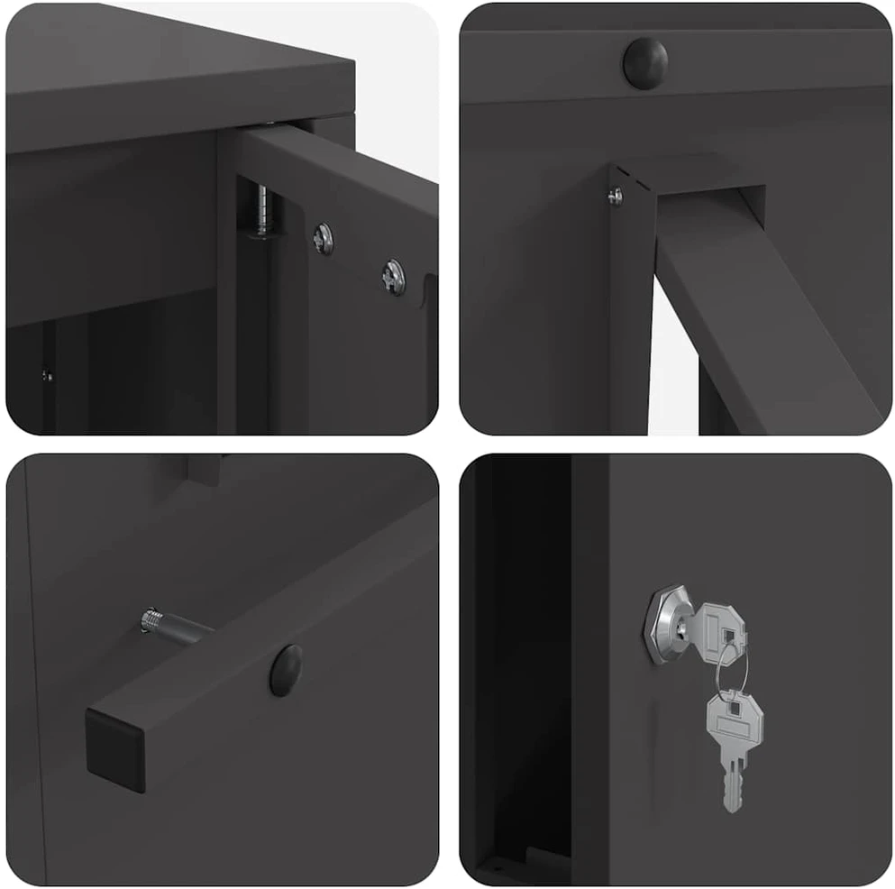 mailbox su saugykla su durimis Juoda 30 x 20 x 55 cm Plienas