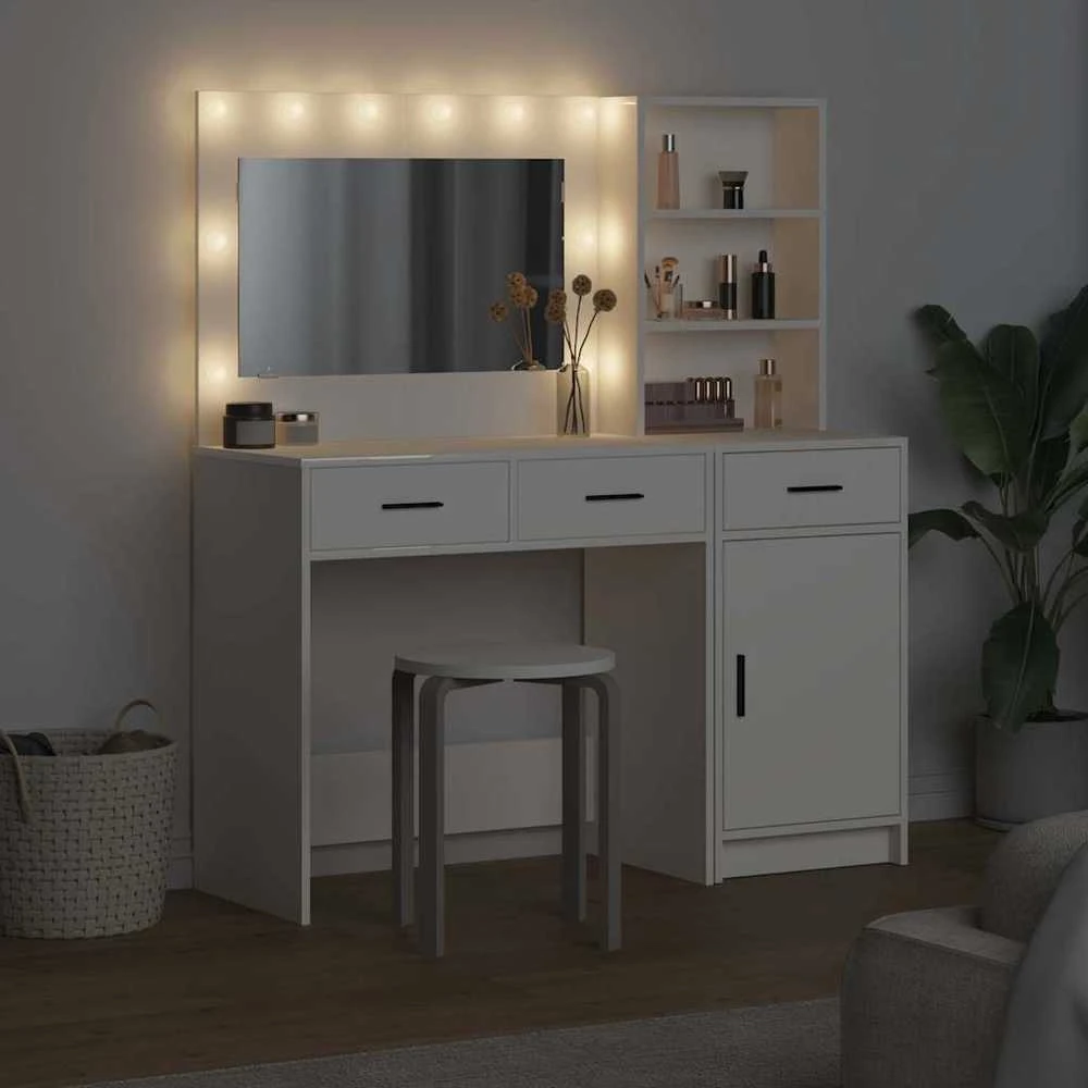 Makiažo stalas 2 vnt. Balta 78,5 x 41 x 135 cm Apdirbta mediena