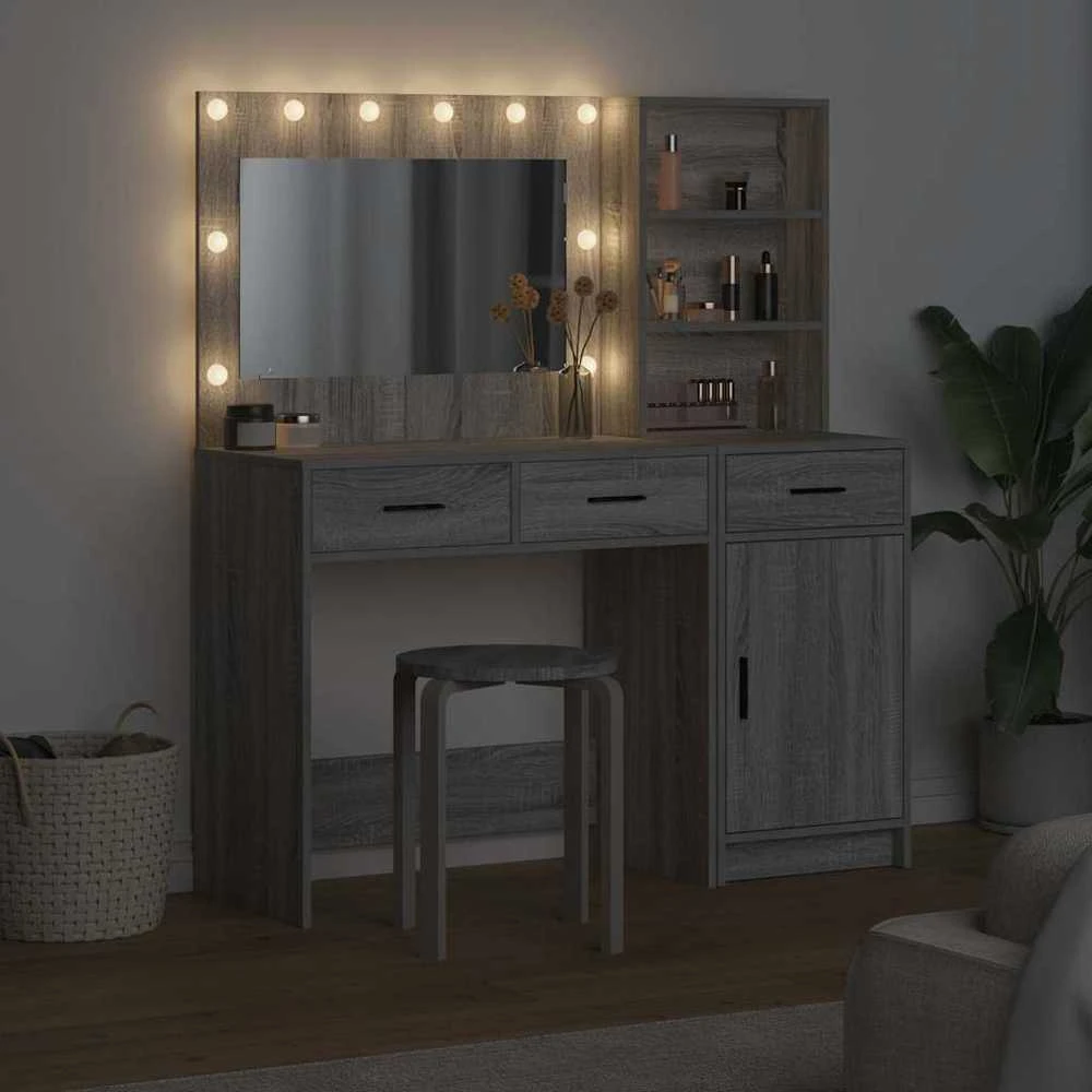 Makiažo stalas 2 vnt. Pilka 78,5 x 41 x 135 cm Apdirbta mediena
