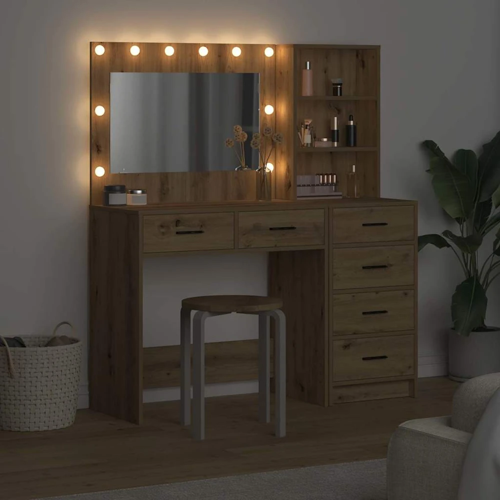 Makiažo stalas 2 vnt. Ruda 78.5 x 41 x 135 cm Apdirbta mediena