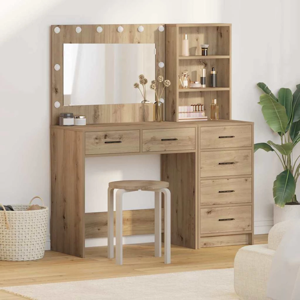 Makiažo stalas 2 vnt. Ruda 78.5 x 41 x 135 cm Apdirbta mediena