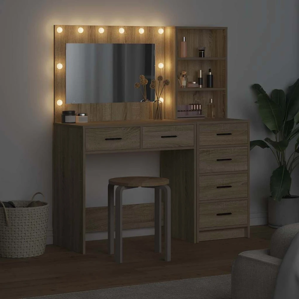 Makiažo stalas 2 vnt. Ruda 78.5 x 41 x 135 cm Apdirbta mediena