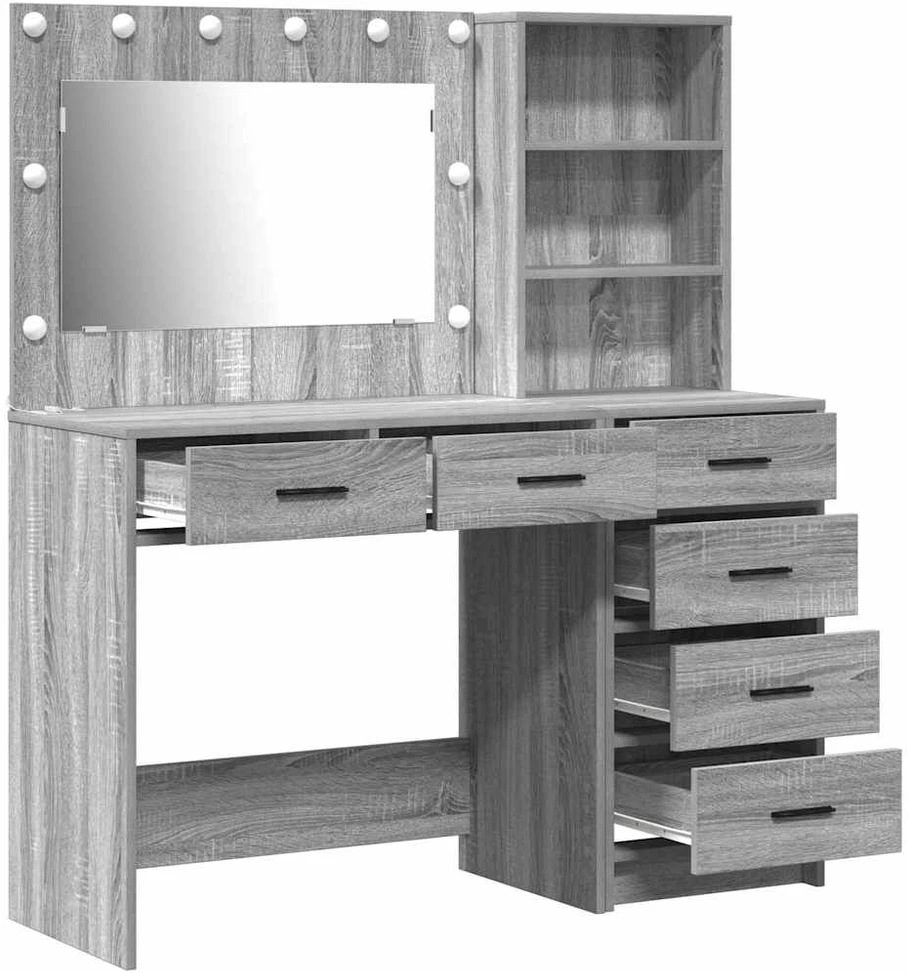 Makiažo stalas 2 vnt. Šviesiai pilka 78.5 x 41 x 135 cm