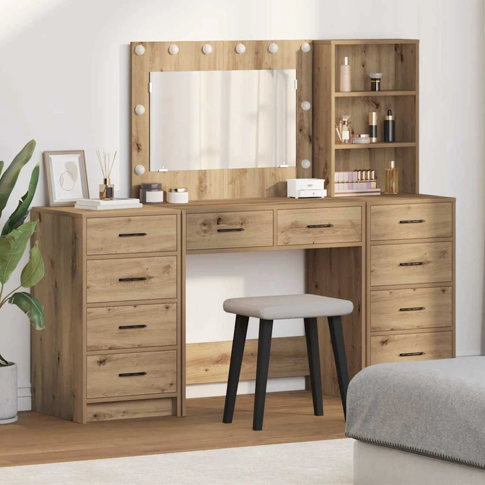 Makiažo stalas 3 vnt. Amatininkų ąžuolas 78,5 x 41 x 135 cm
