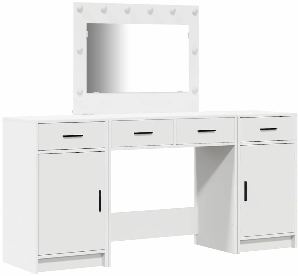 Makiažo stalas 3 vnt. Balta 78,5 x 41 x 135 cm Apdirbta mediena