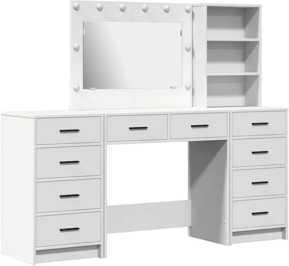 Makiažo stalas 3 vnt. Balta 78,5 x 41 x 135 cm Apdirbta mediena