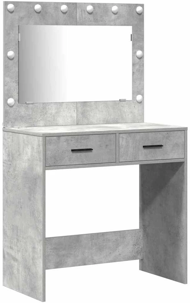 Makiažo stalas 3 vnt. Betono pilka 78,5 x 41 x 135 cm