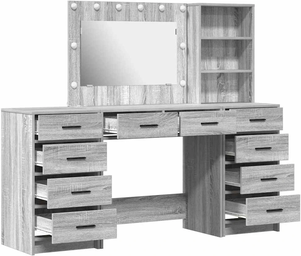 Makiažo stalas 3 vnt. Pilkas Sonoma 78,5 x 41 x 135 cm